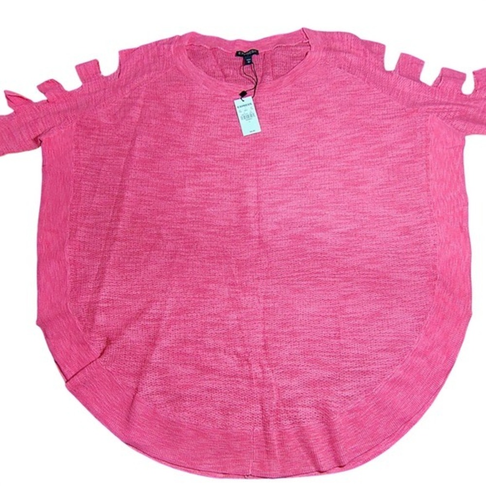 Express Cold Shoulder Cut‎ Out Sweater Top Pink Size Large Lightweight boho